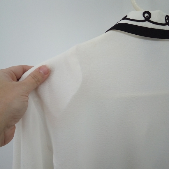 Vintage Beaded Black White Formal Blouse Shoulder Pads Tess 14 - Picture 7 of 9